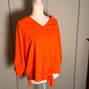 Mimi K Orange crepe like Women's Top